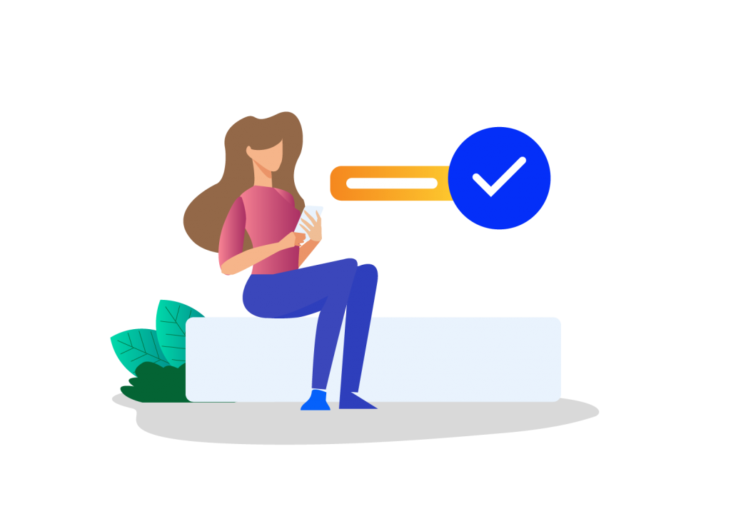 Woman registering a business name online